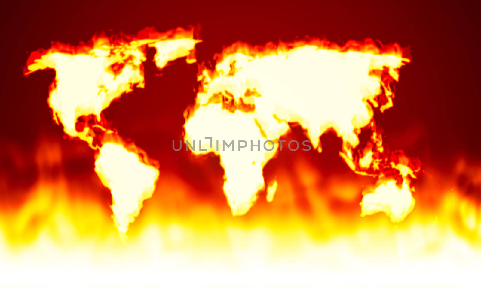 An illustration of an earth on fire map