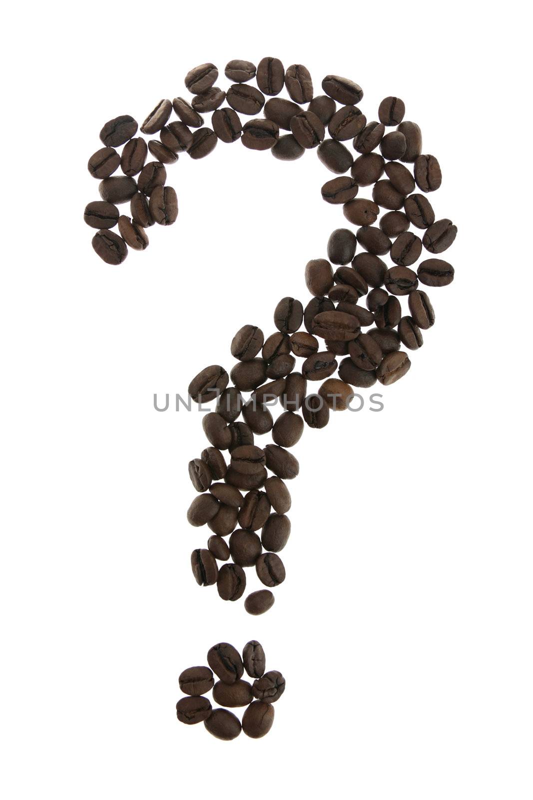 Coffe question mark isolated on white background