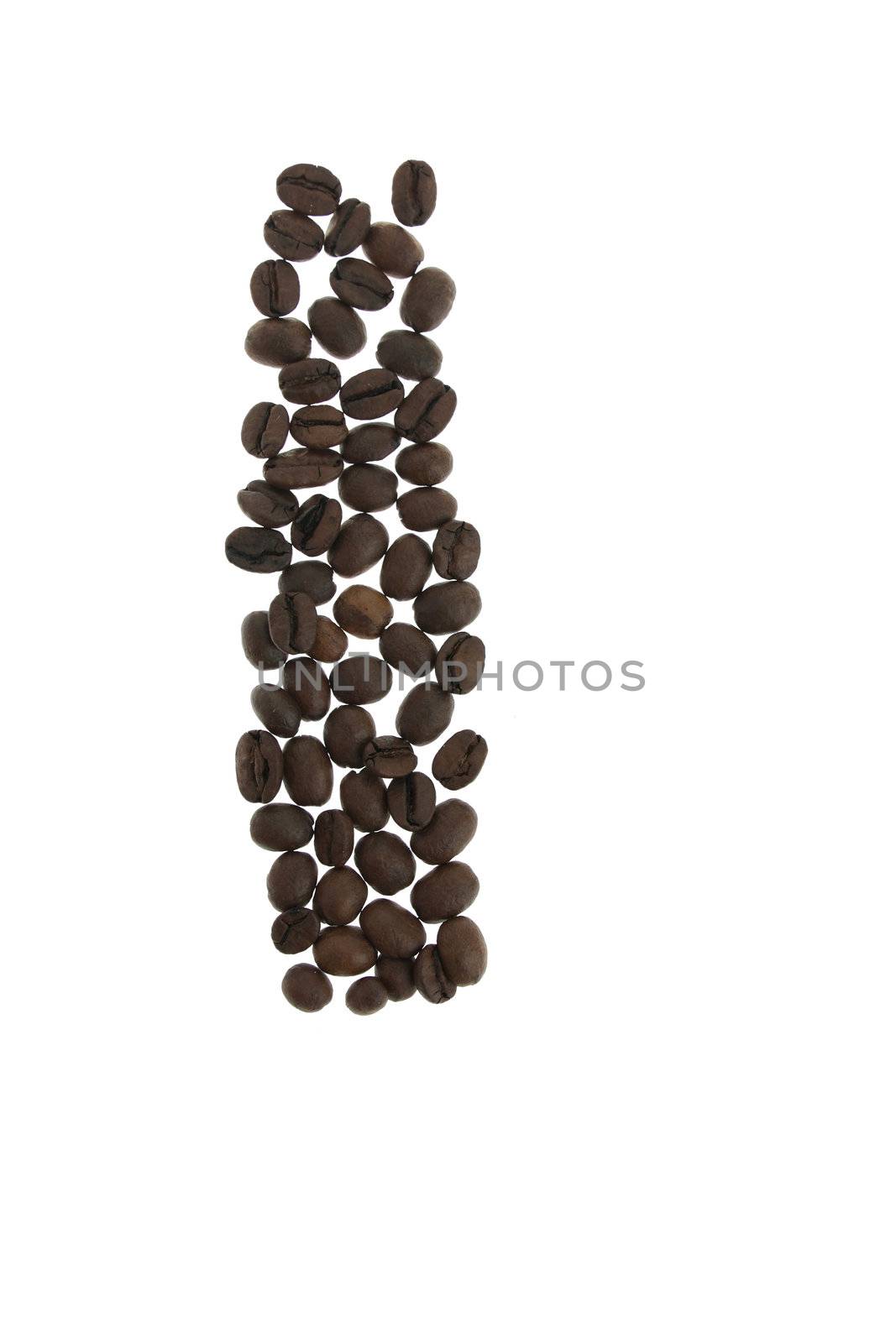 Coffe letter I isolated on white background