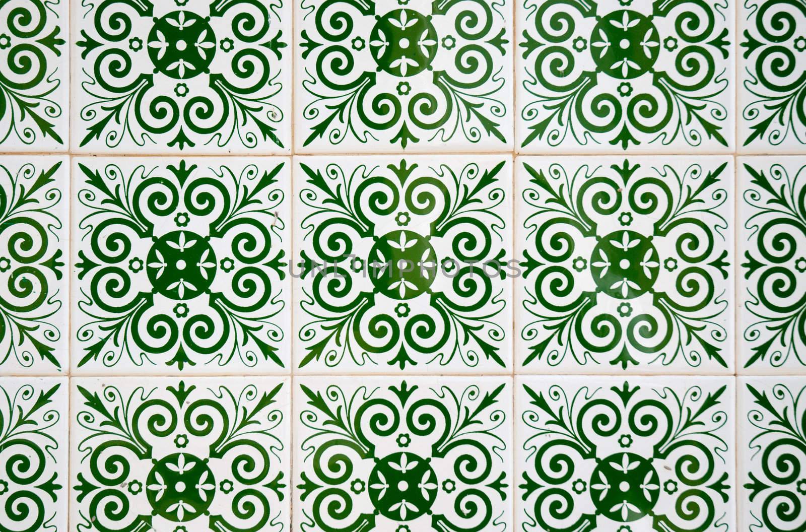 Detail of Portuguese glazed tiles.