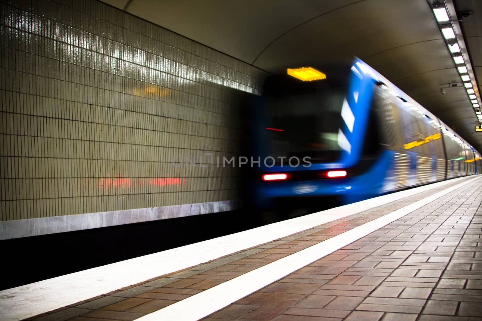 fast train passing by. motion blur