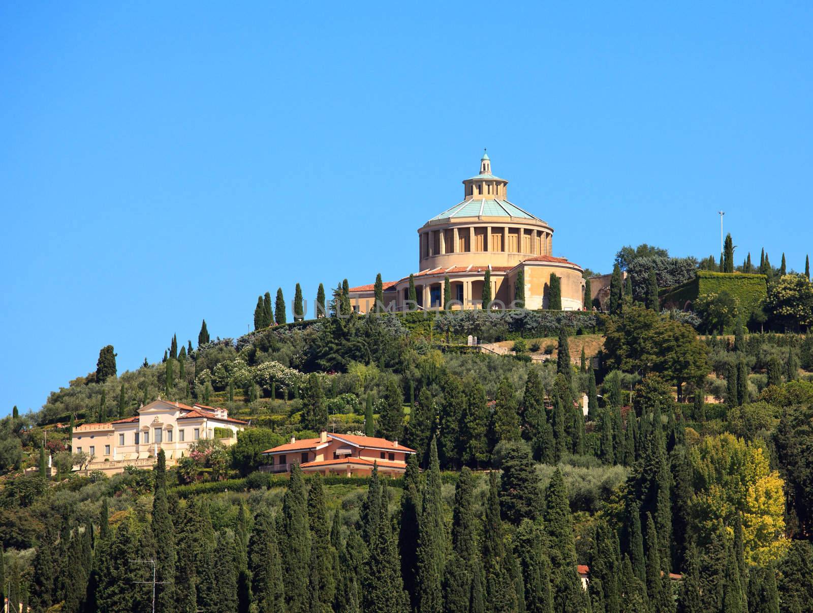 Verona in Italy showing old dome above the town