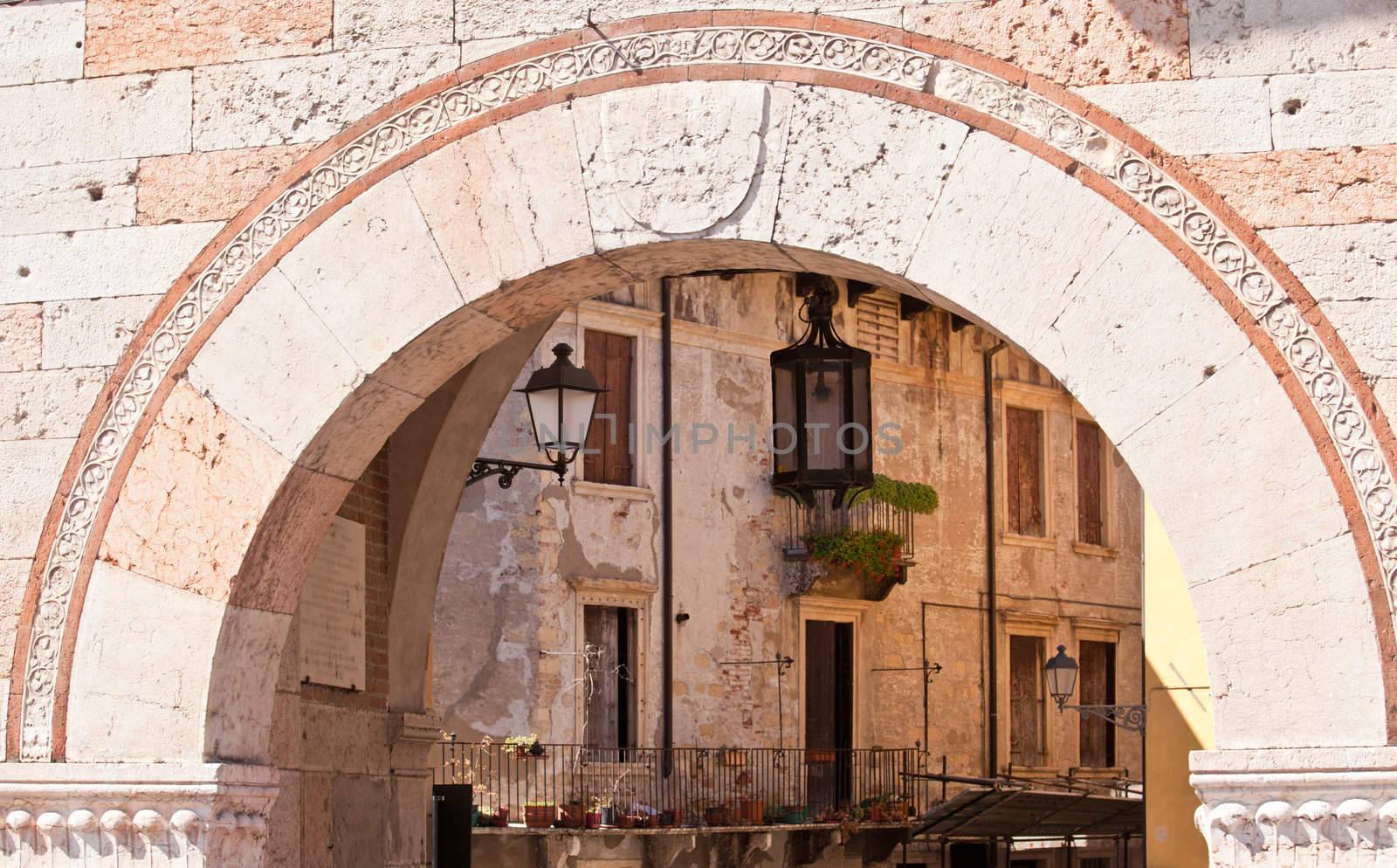 Narrow streets in the old town of Verona Italy