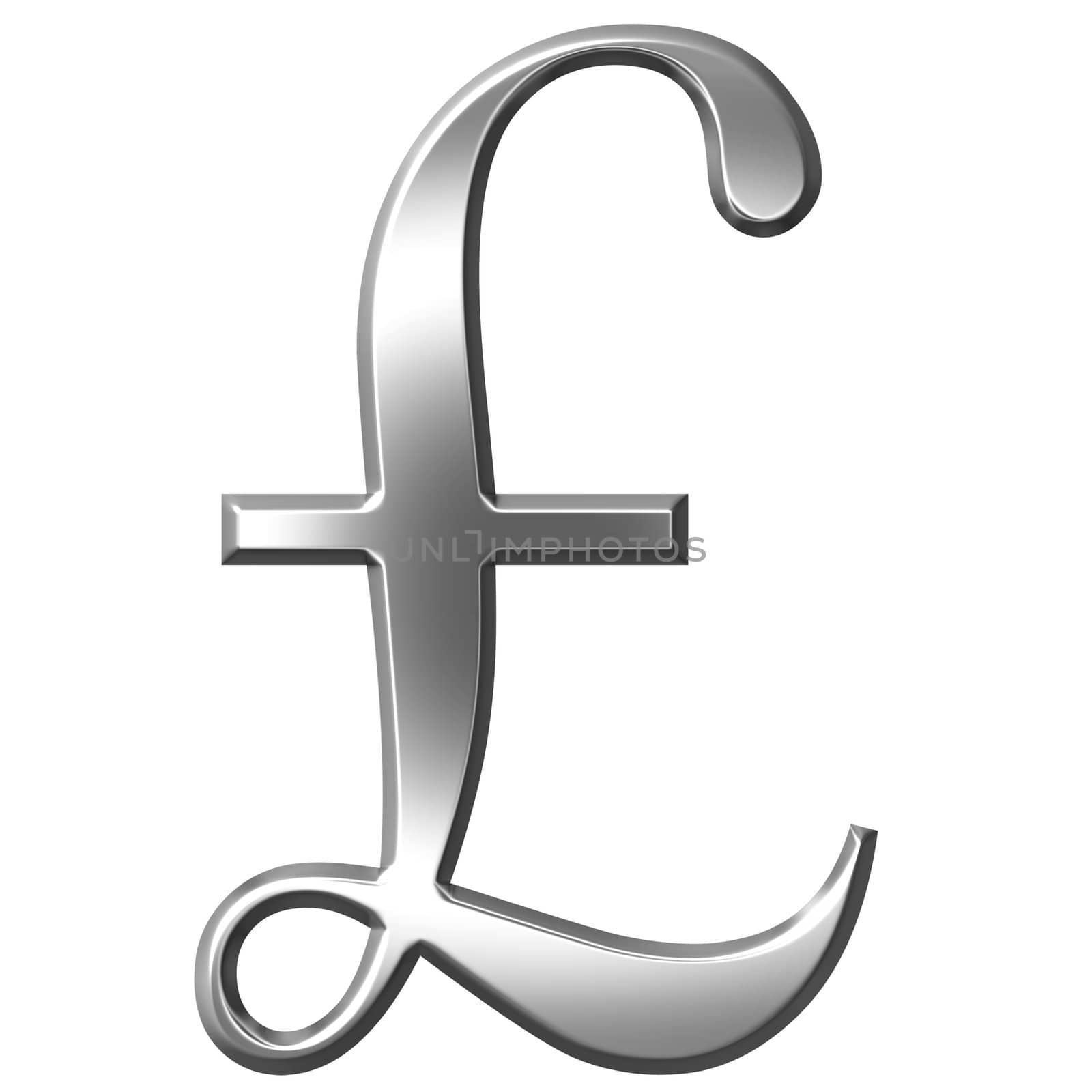 3d silver pound symbol isolated in white