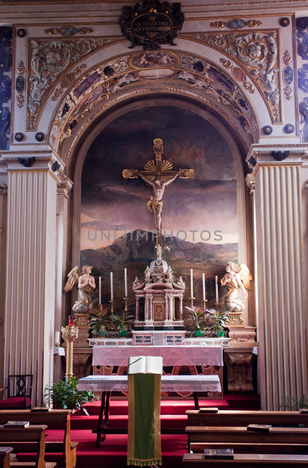 Ornate altar in Salo Cathedral on banks of Lake Garda