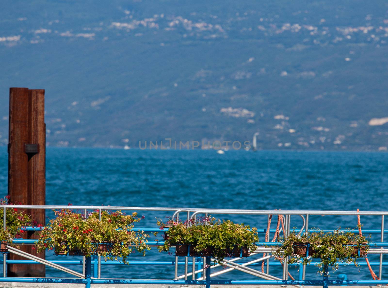 Dock at Gardone on Lake Garda Italy