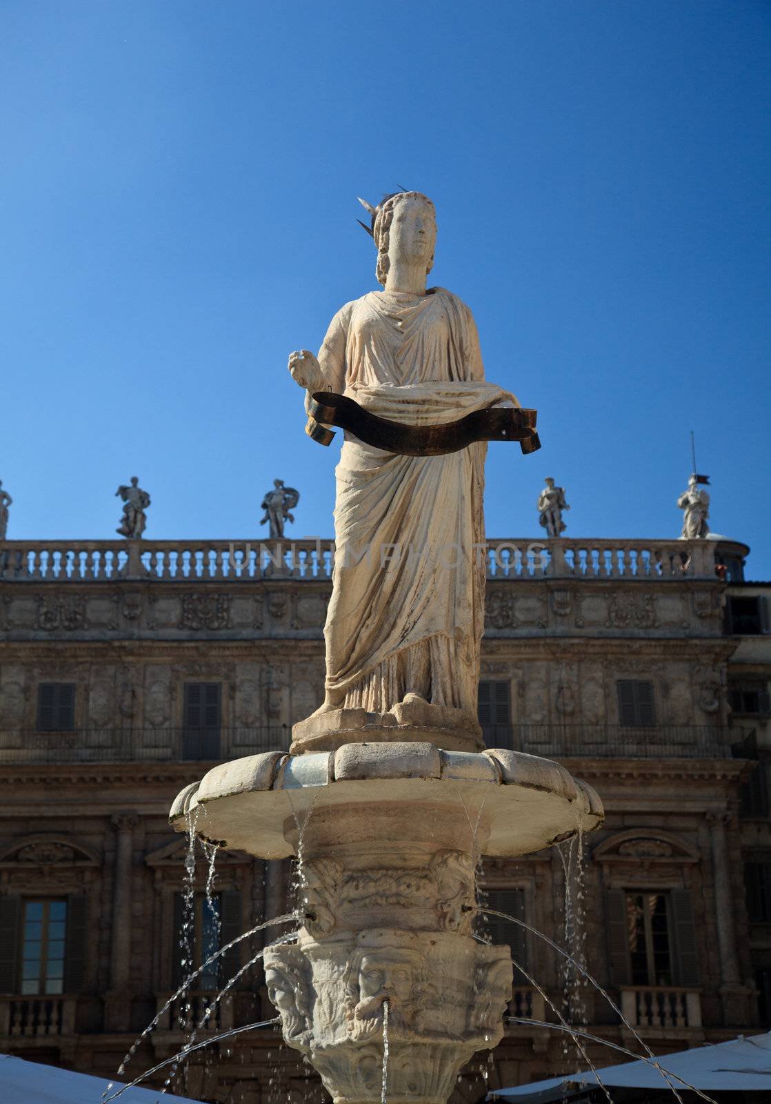Madonna statue in Piazza Erbe in Verona Italy