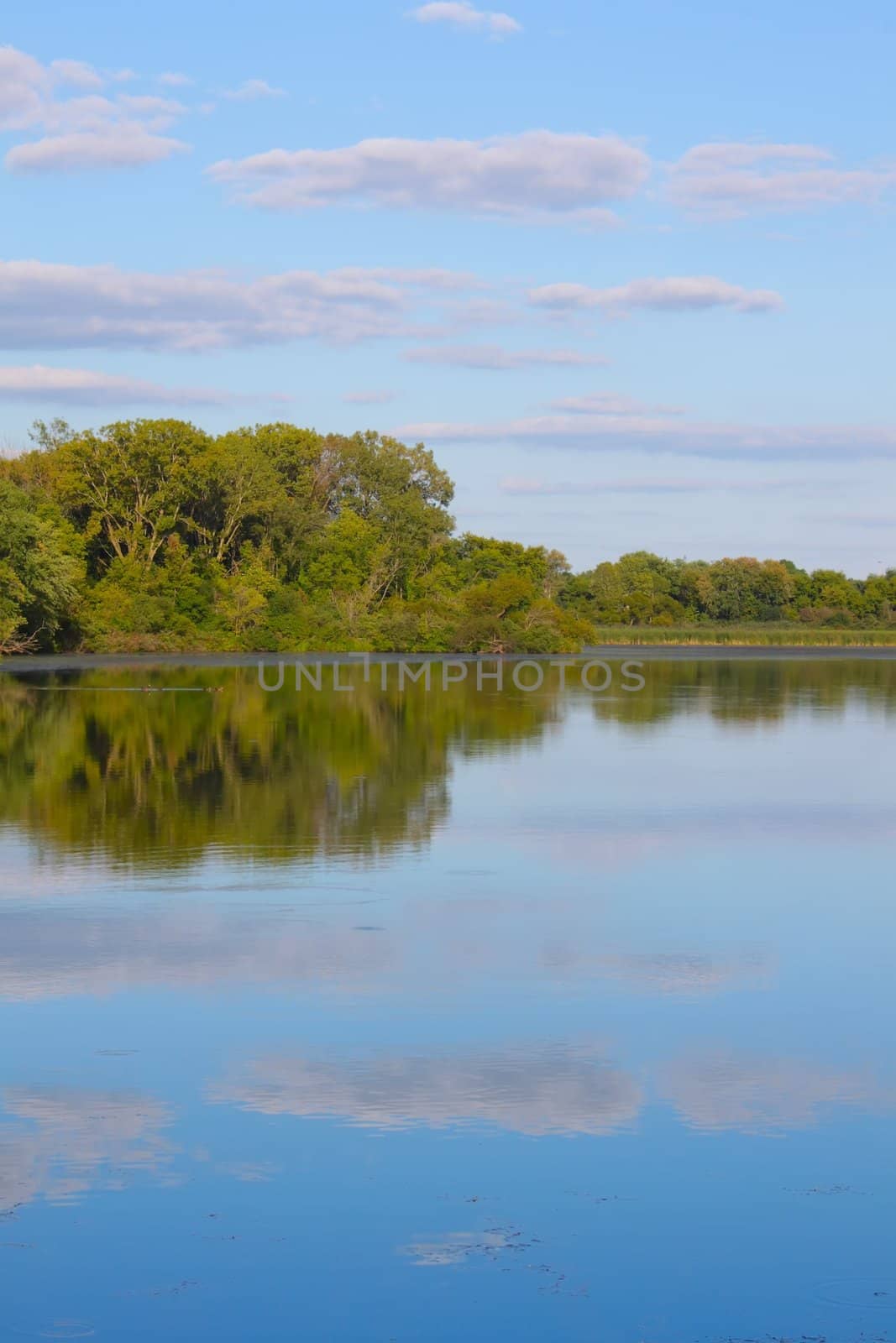 View of Pierce Lake at Rock Cut State Park in northern Illinois.