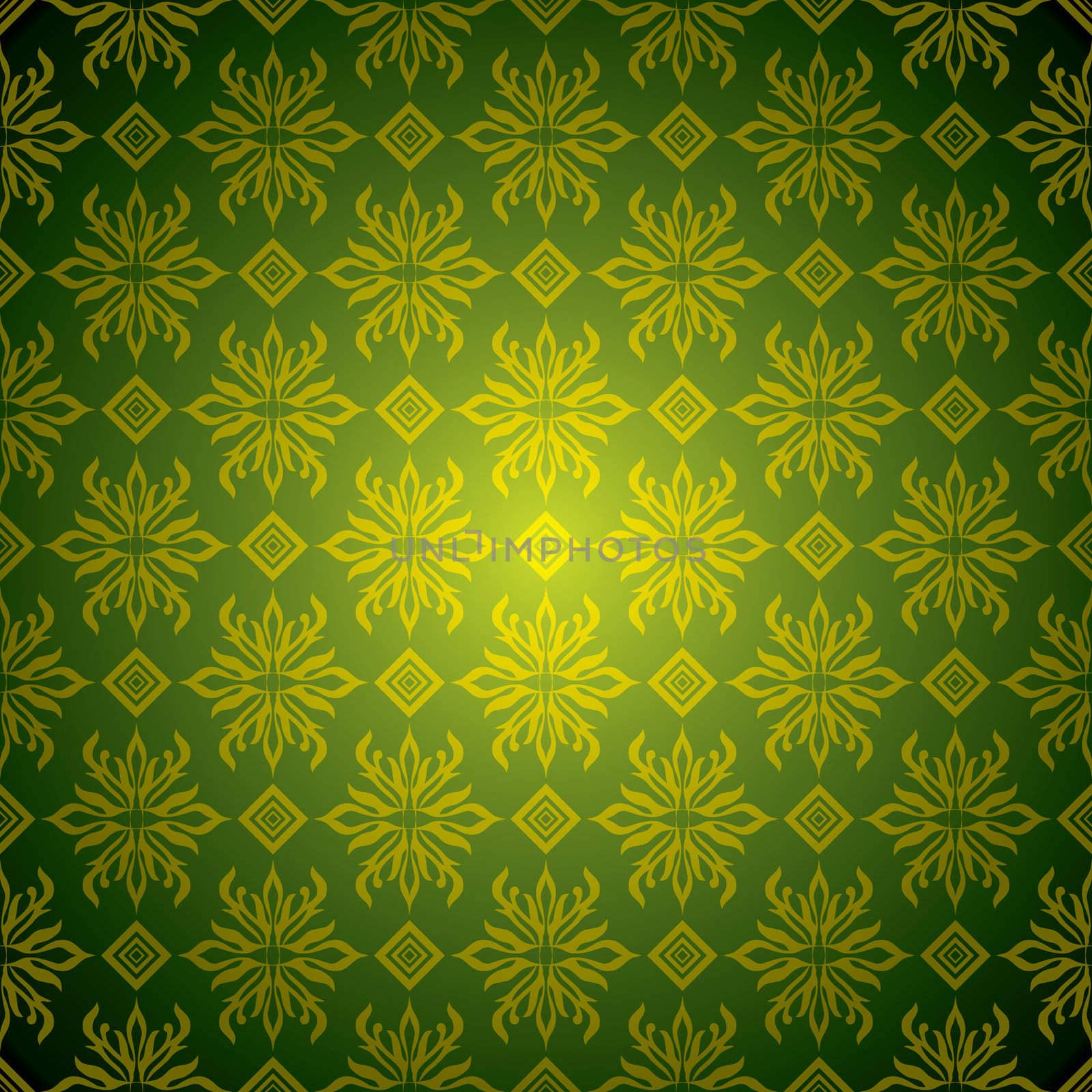 Green and golden wallpaper background with seamless design