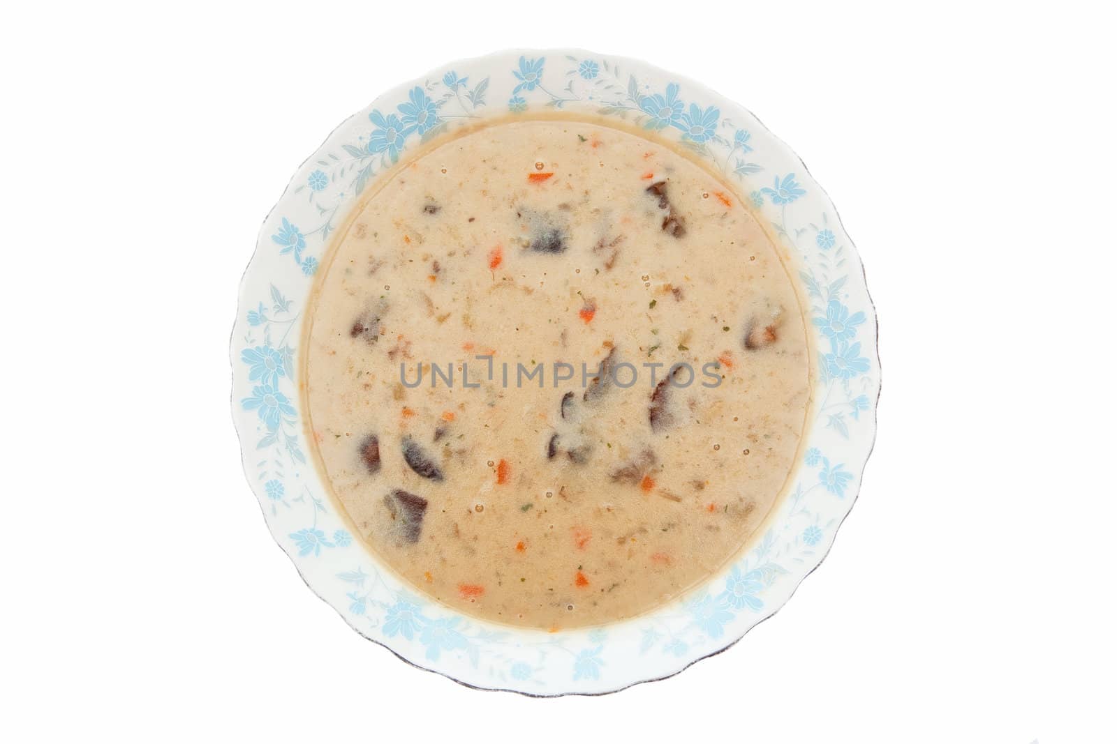Mushroom soup on the white plate