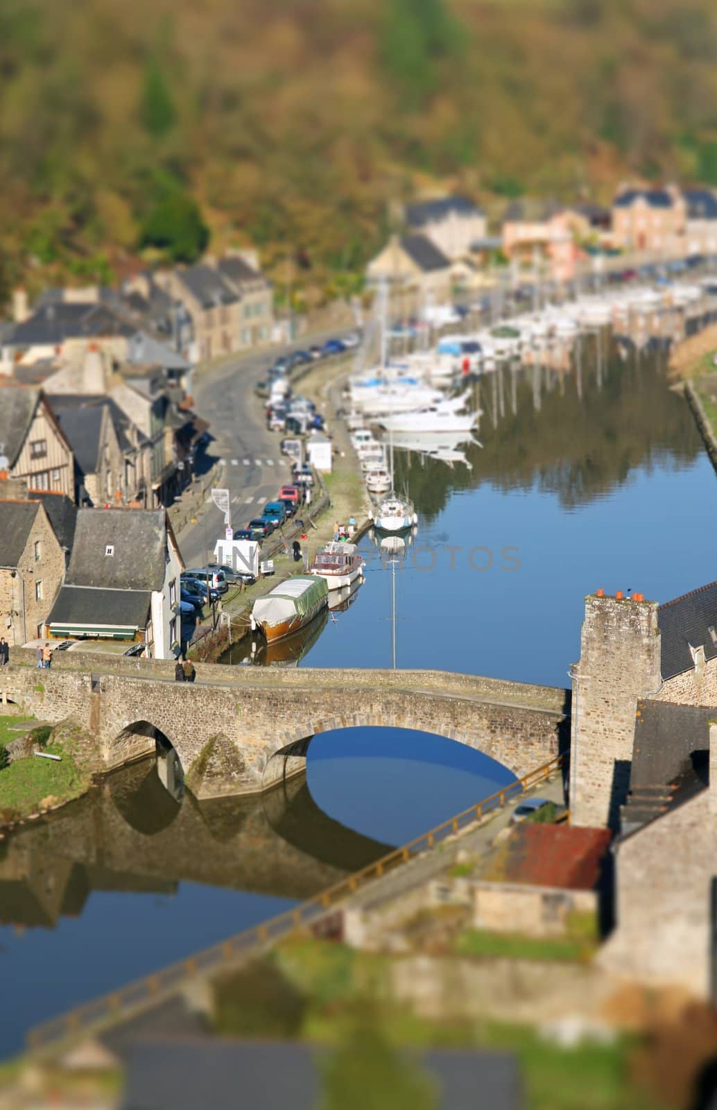 Postprocessed photo of le port de Dinan on the river La Rance, Brittany, France