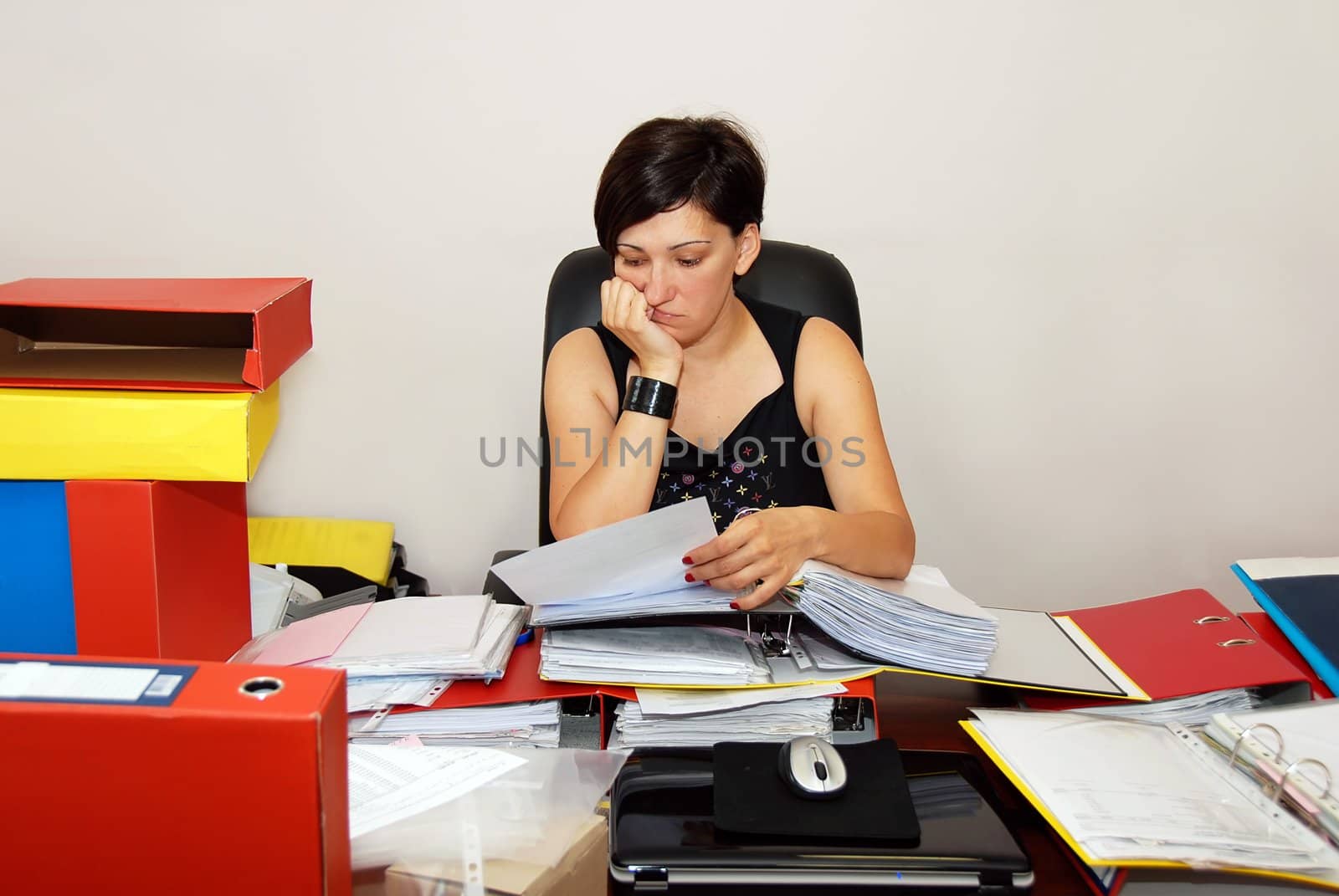 busy woman at the office desk working