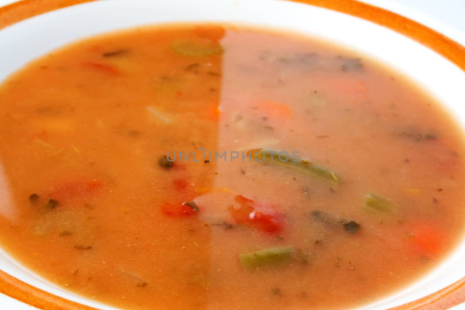 Vegetable soup in bowl ready to eat or serve