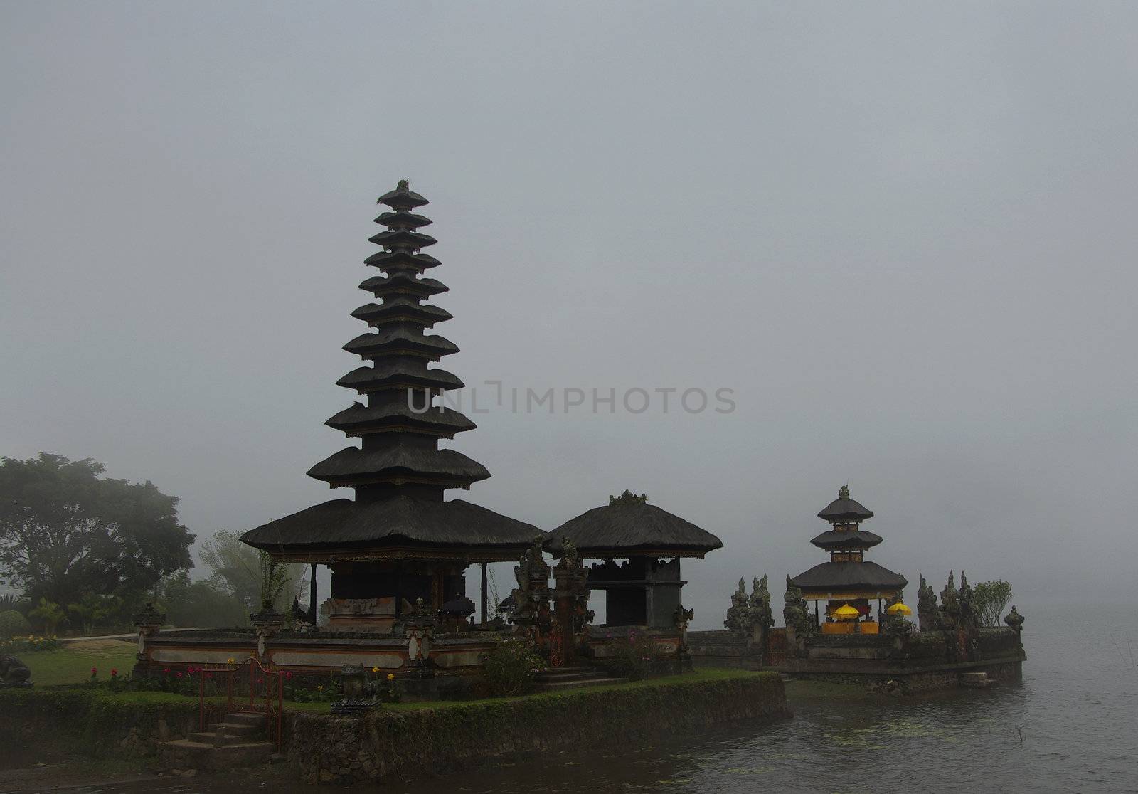 Temple with typical pointed roofs in Bali by shkyo30