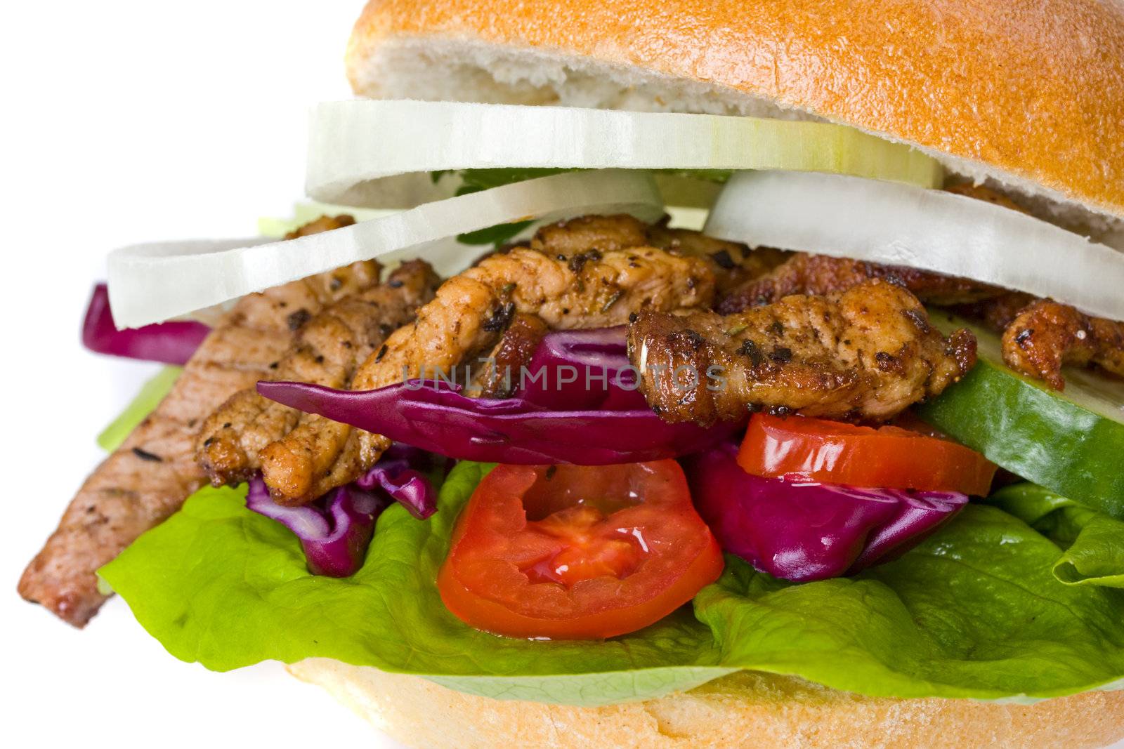 doner kebab sandwich isolated on white