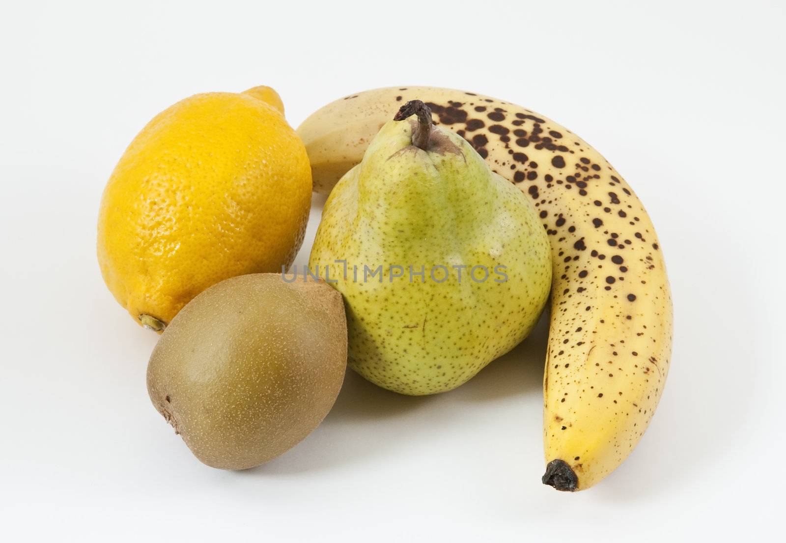 Yellow fruits on a white background