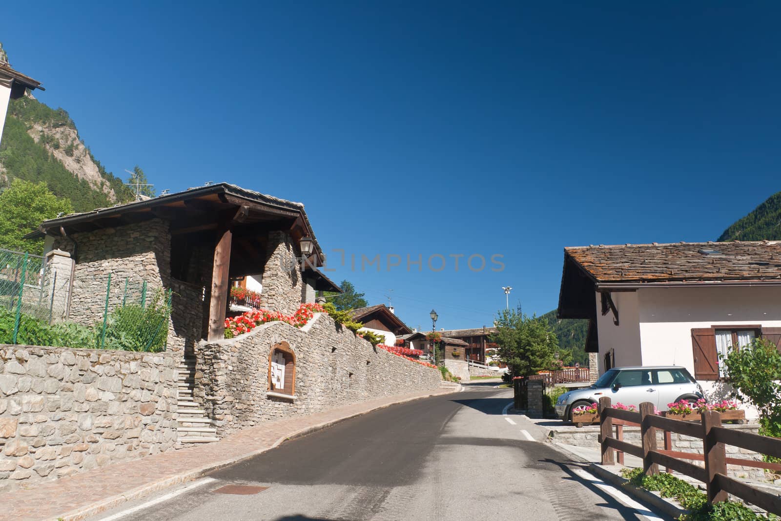 alpine small village in Aosta Valley, Italy