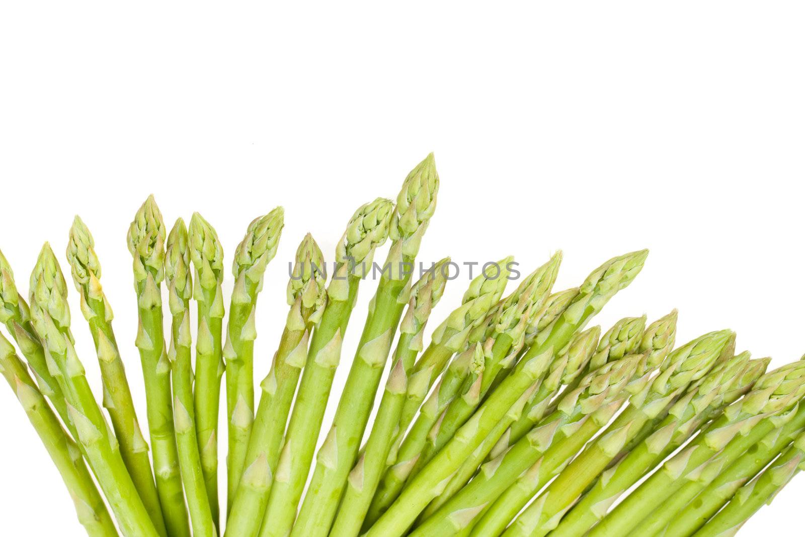 fresh green asparagus isolated on white background by bernjuer