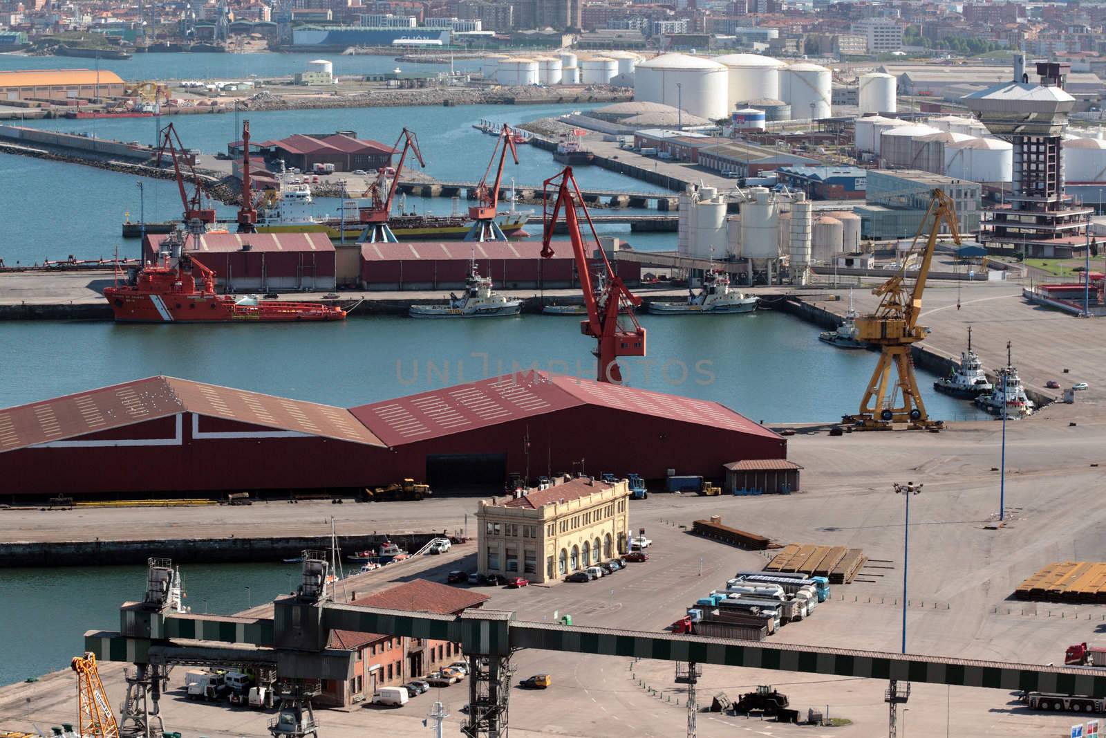 Industrial harbor of Gijon, Spain