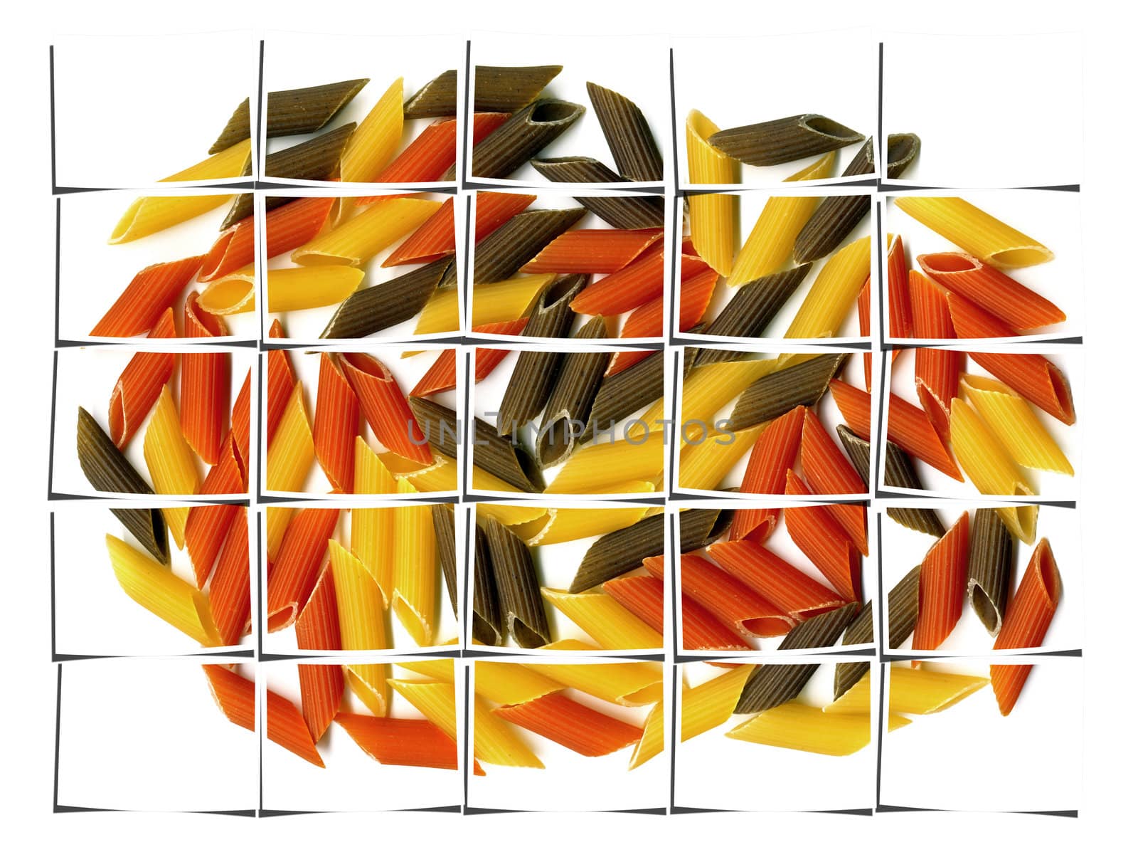 three colour penne italian pasta collage by keko64