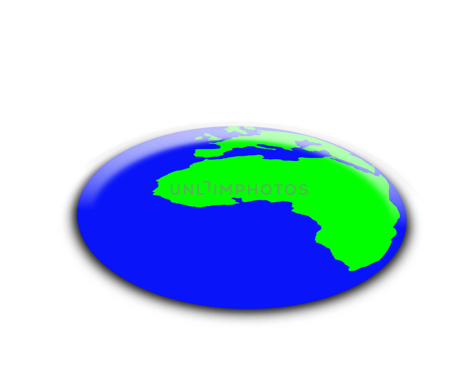 Button in the shape of the world, could be used for environmental concepts.