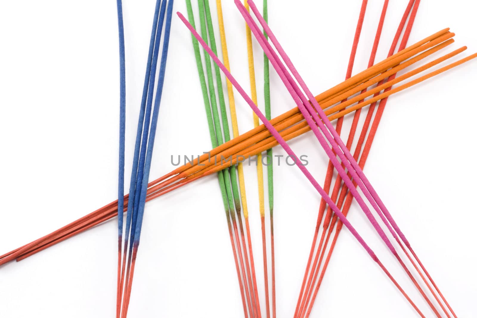 Aromatic colour sticks, disposit on white background