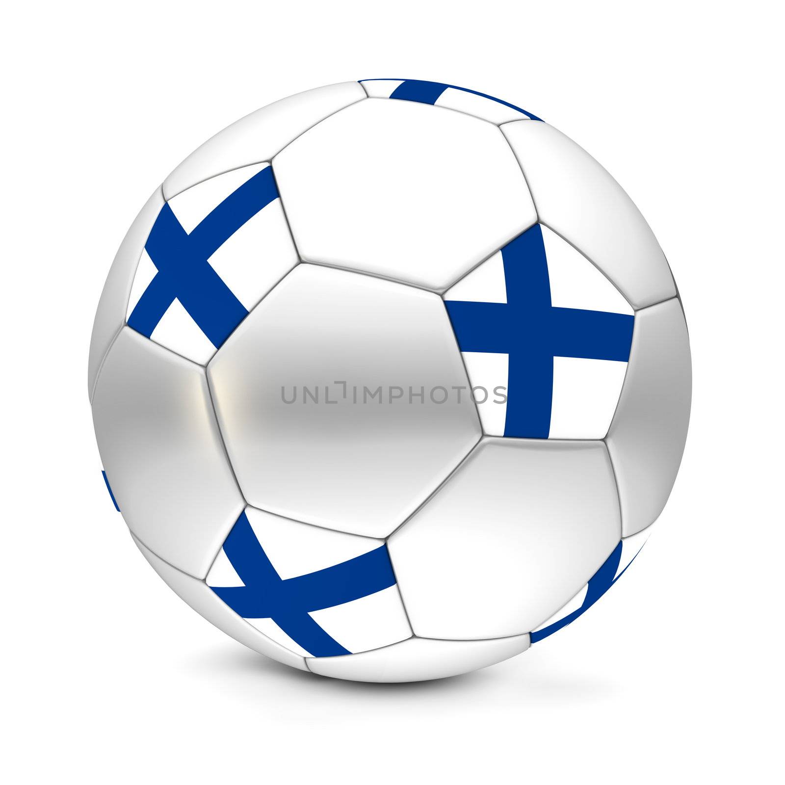 shiny football/soccer ball with the flag of Finland on the pentagons