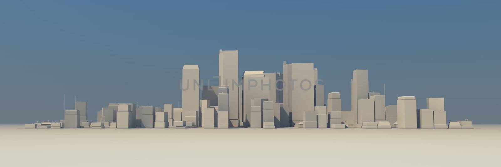 Wide Cityscape Model 3D - Slightly Foggy with Shadow by PixBox