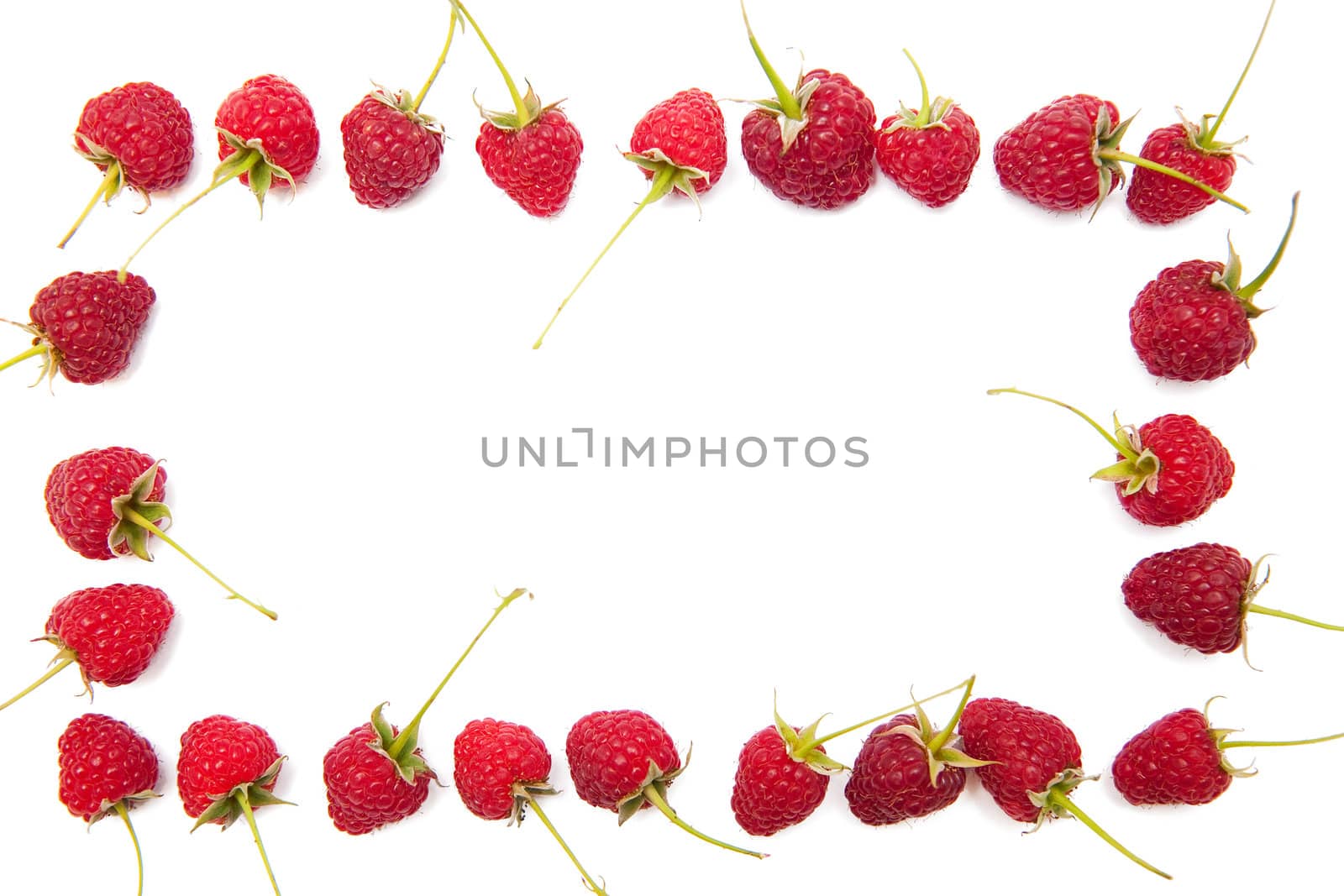 A raspberry frame on the white background