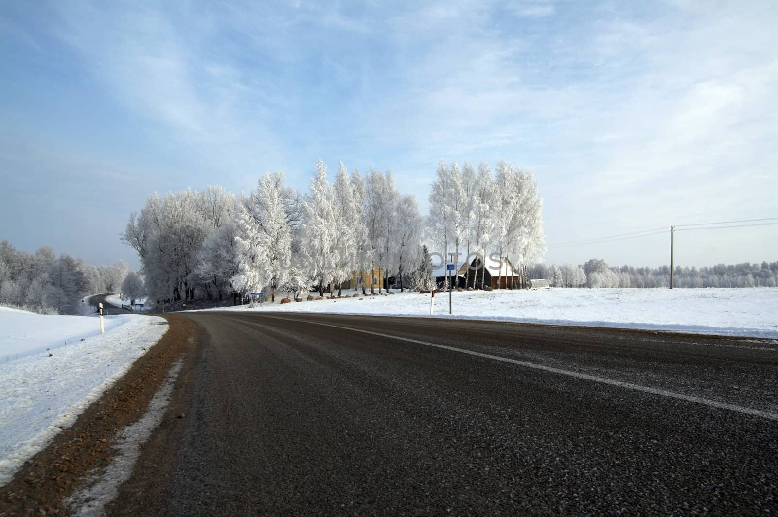 Road in snow - winter scene 