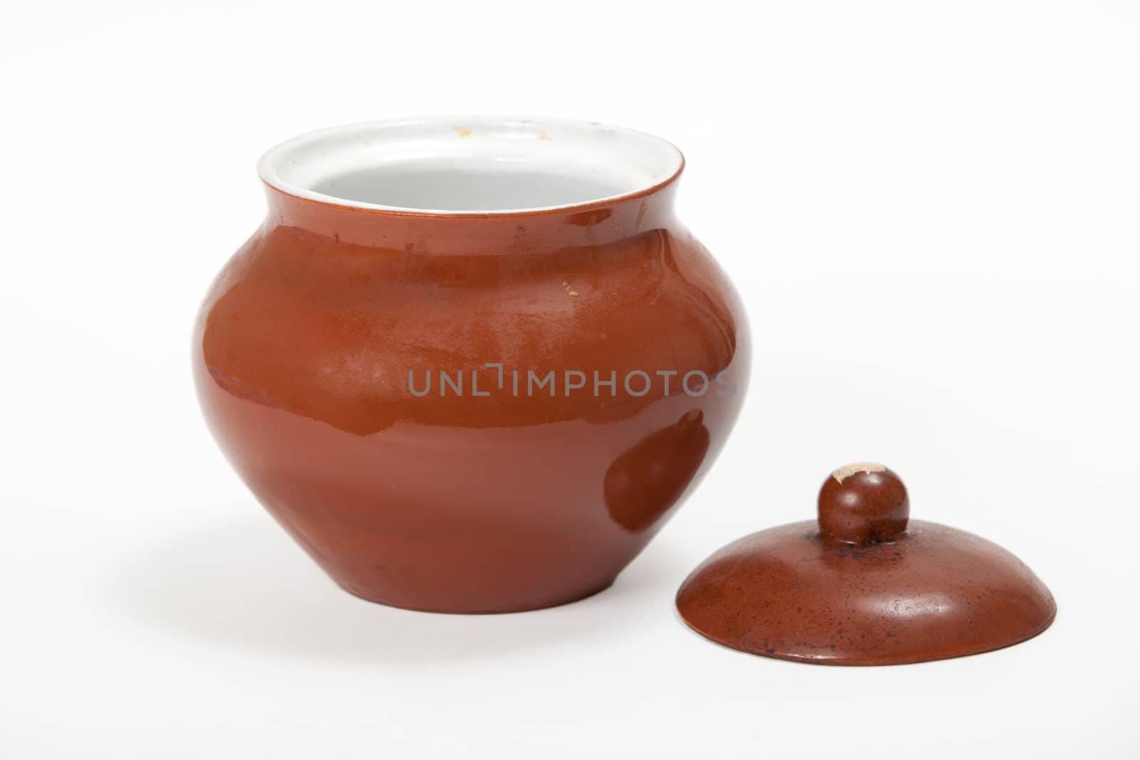 Ceramic pot on white background. isolated image