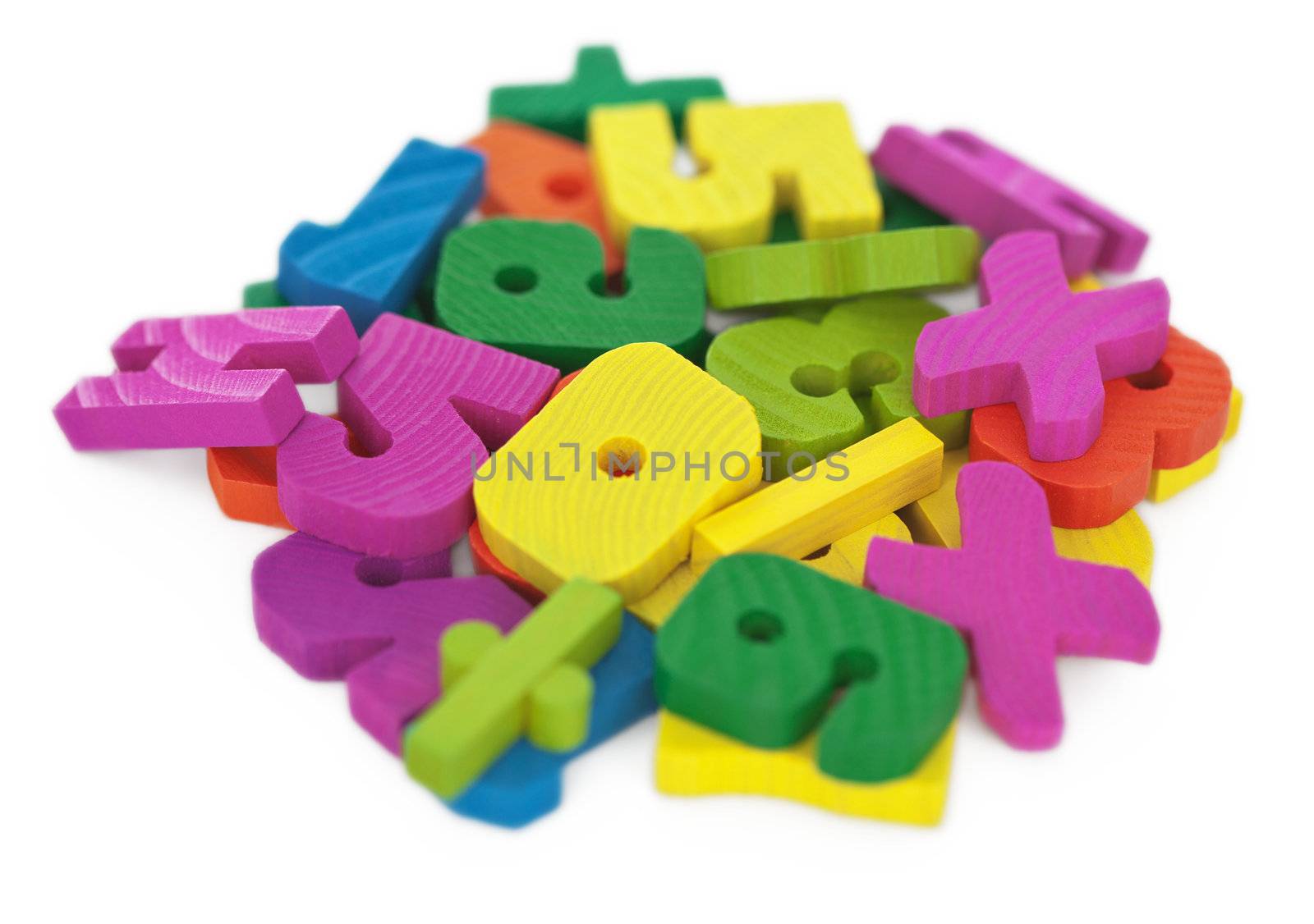 Small group of color figures - educational calculating material, isolated on white background