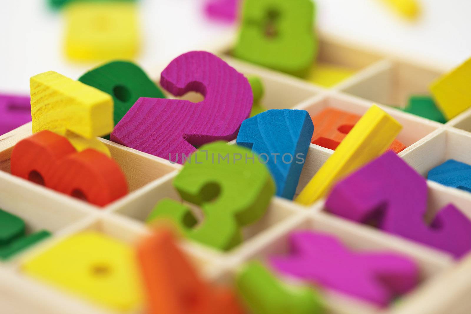 School color wooden material for arithmetics teaching - close up