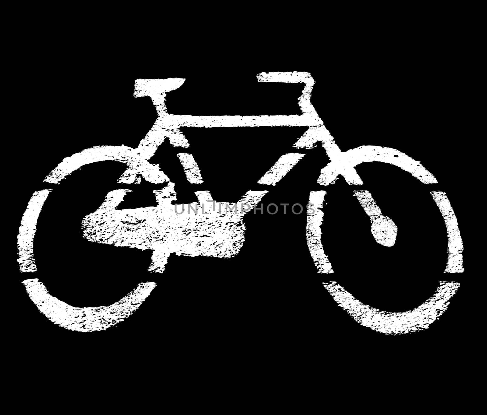 Stencil bike sign in black over white