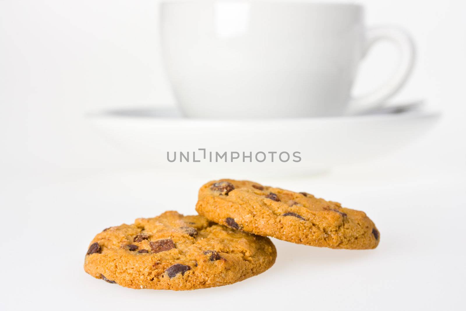 closeup of a chocolate cookie isolated by bernjuer