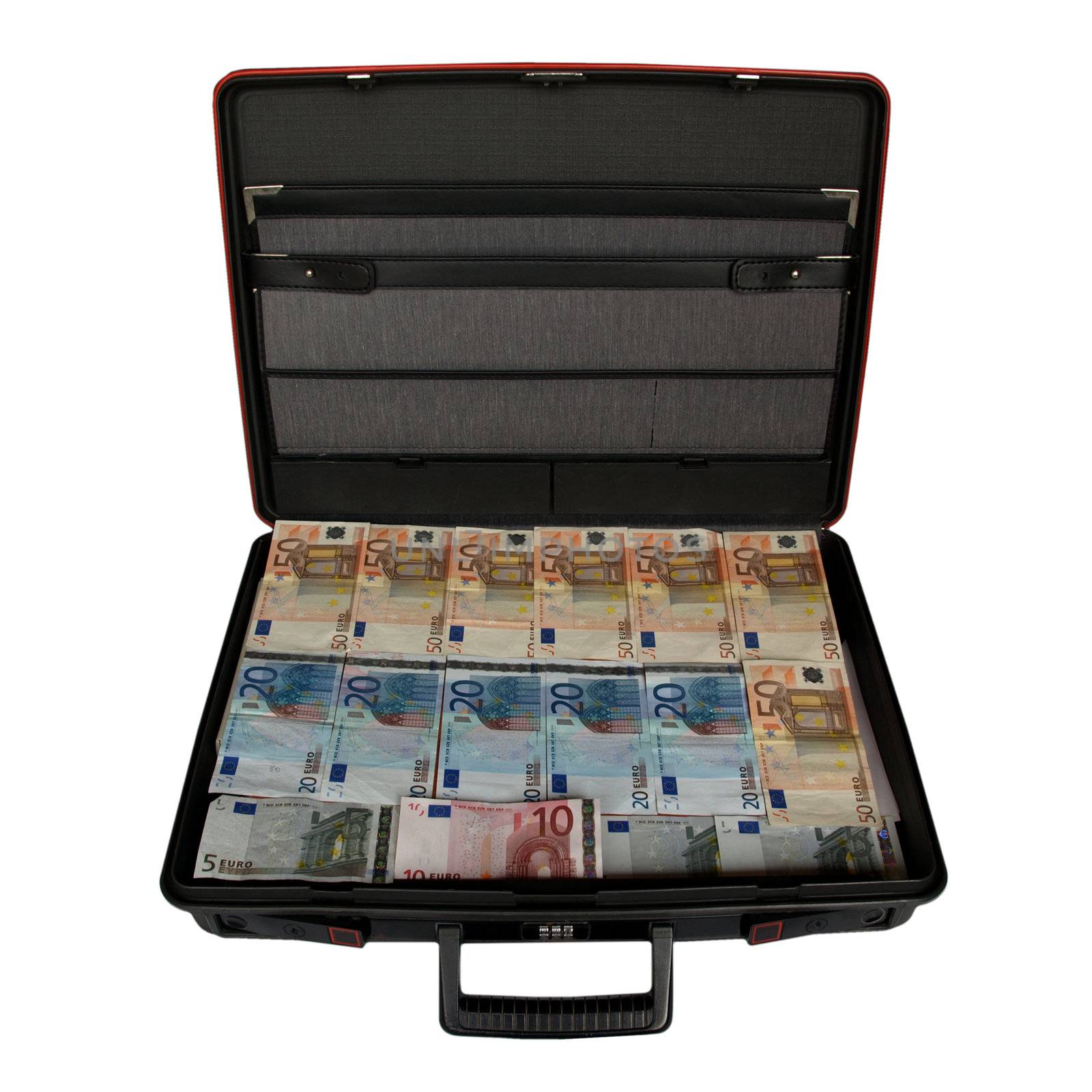 Suitcase with euro banknotes money