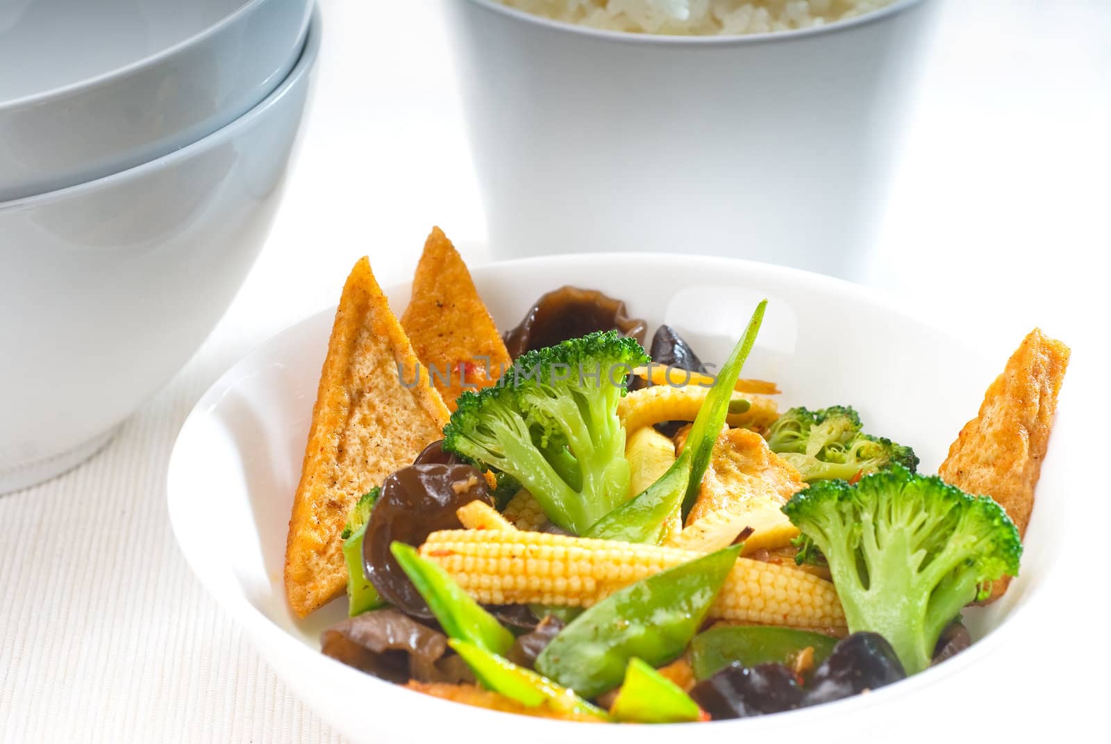 fresh and healthy tofu,beancurd with mix vegetables typical chinese dish