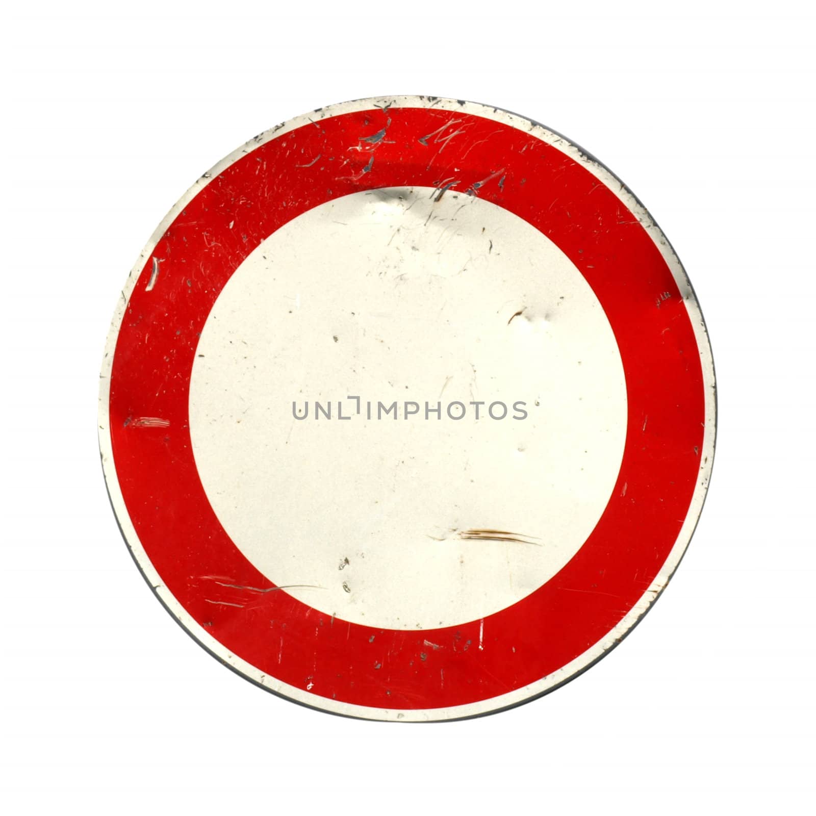 Grunge worn traffic sign isolated over a white background
