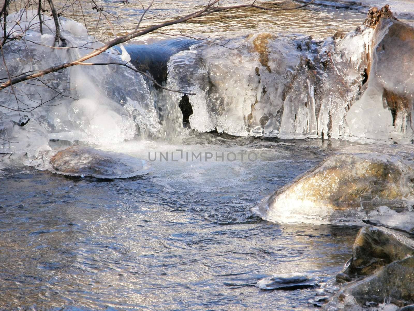 river shots in winter . Close-up and background