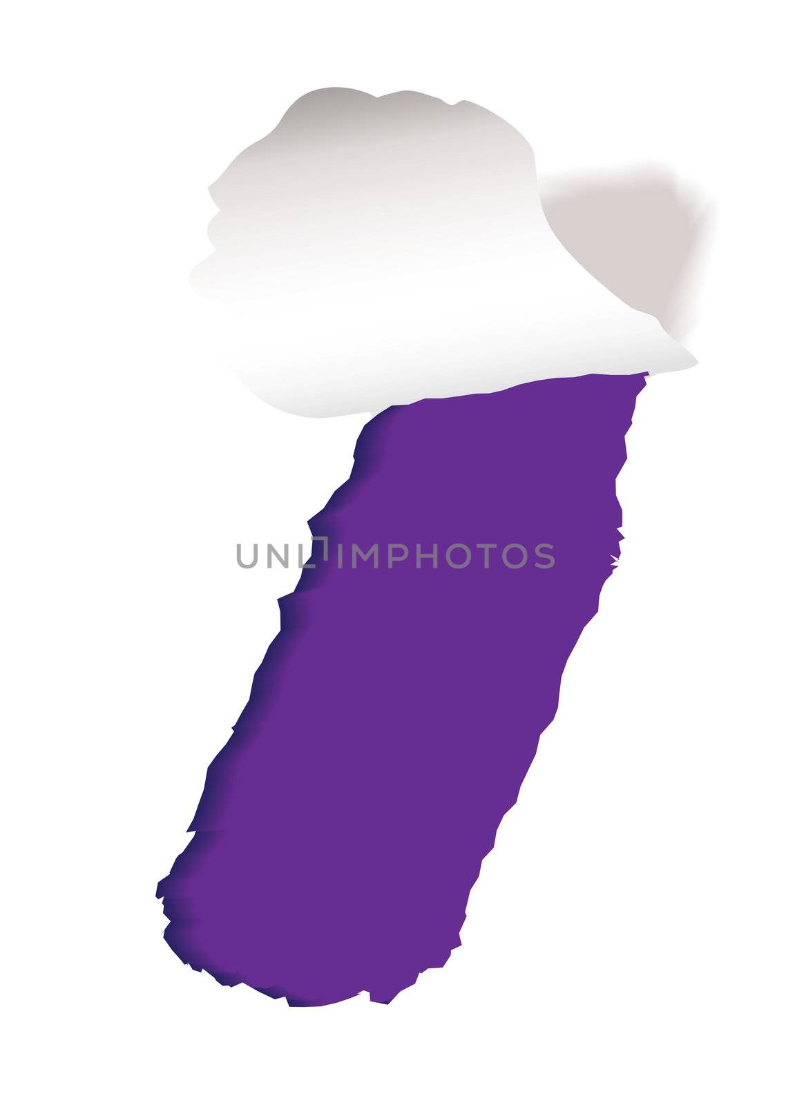 piece of white paper background with purple torn strip and shadow