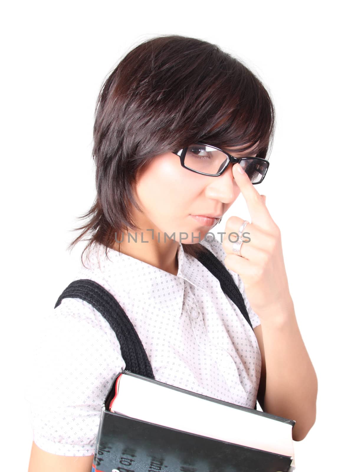 funny girl in glasses isolated over isolated with clipping path