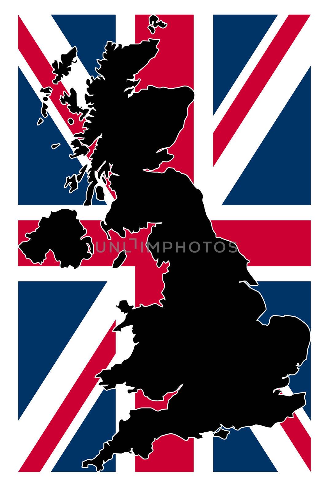 UK map with Union Jack flag