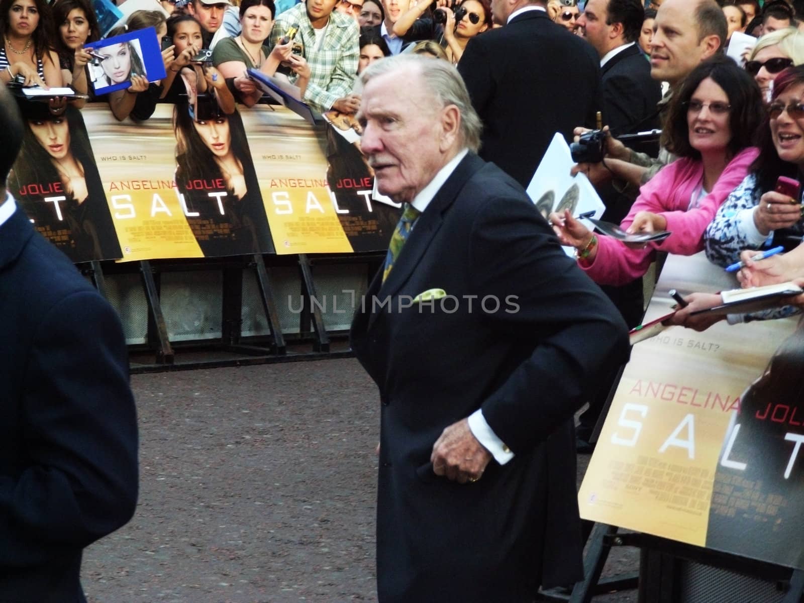 LONDON - August 16: Leslie Philips at Salt Premiere August 16th, 2010 in Leicester Square London, England.                                     