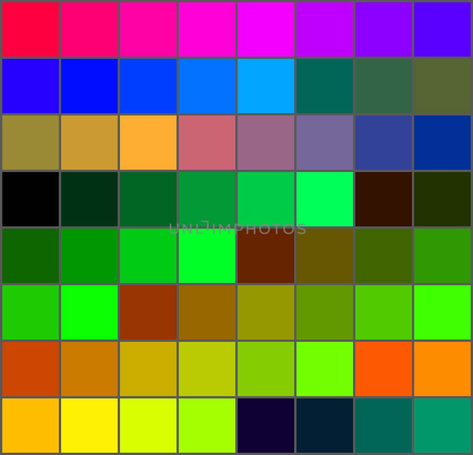 Colour palette with a range of colors
