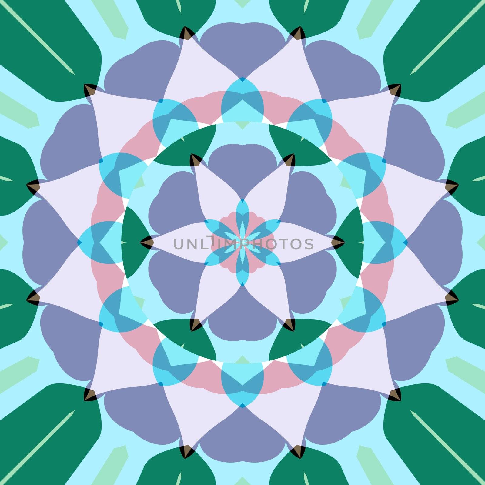 abstract mandala like pastel colored symmetric lotus flower shape