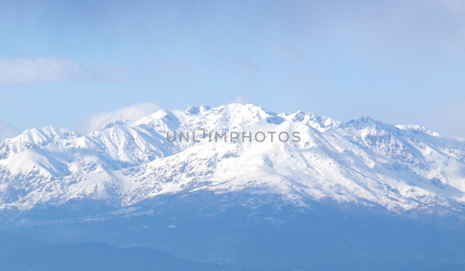 Natural landscape view of snow covered Alps mountains