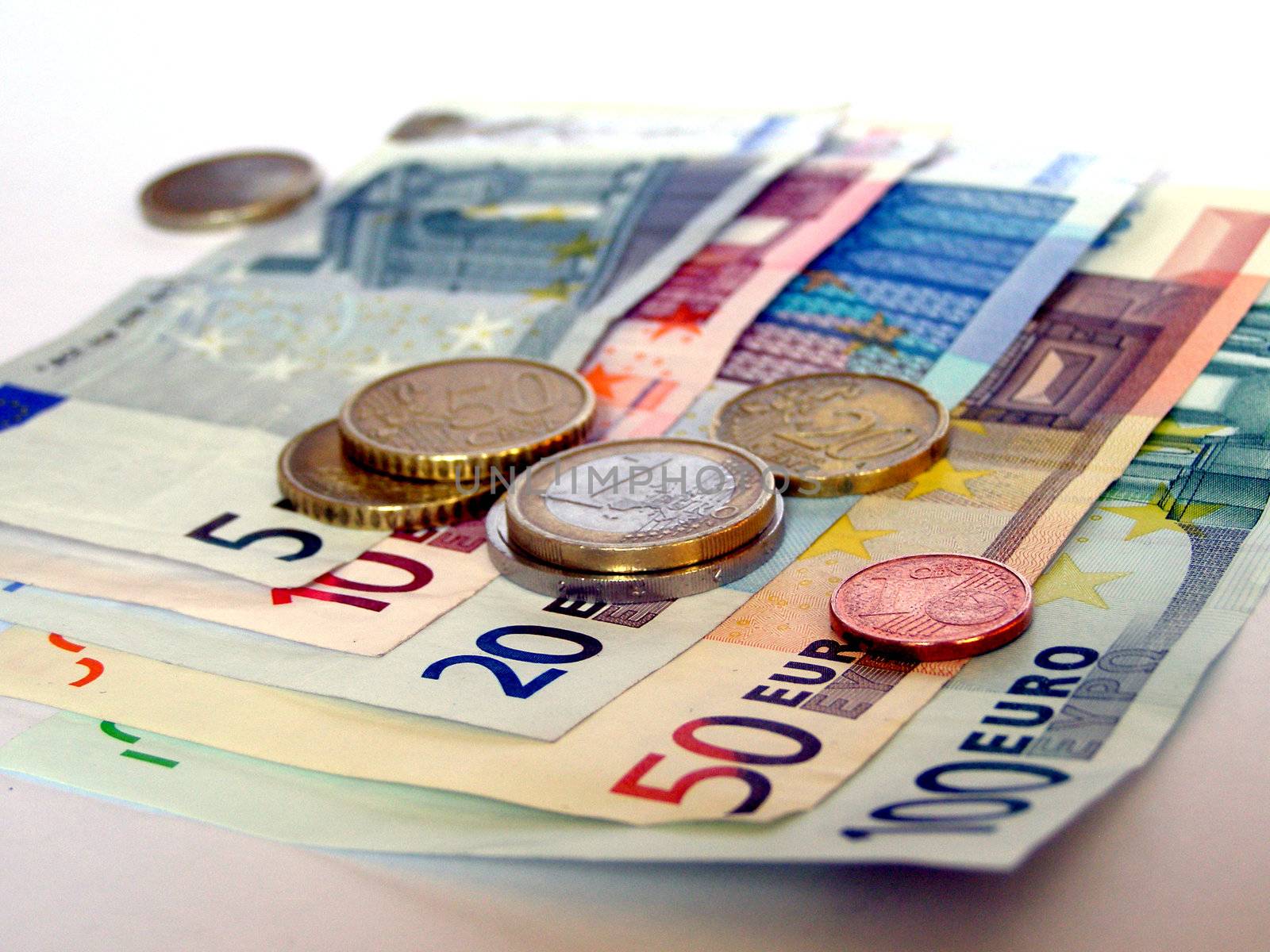 Euro banknotes and coins