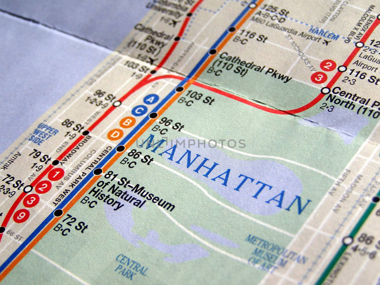 Subway map of the New York underground metro tube network