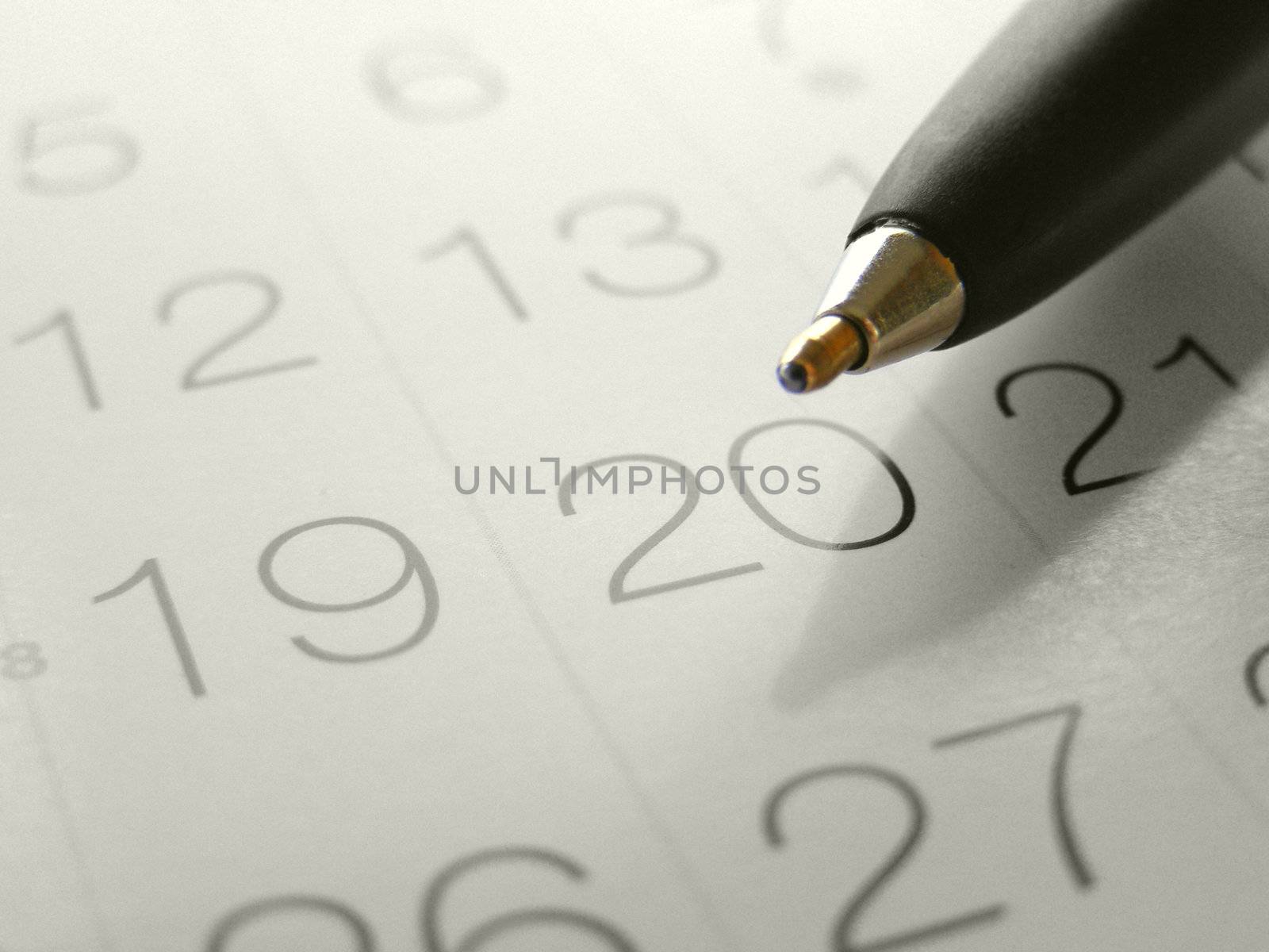 Calendar with pen