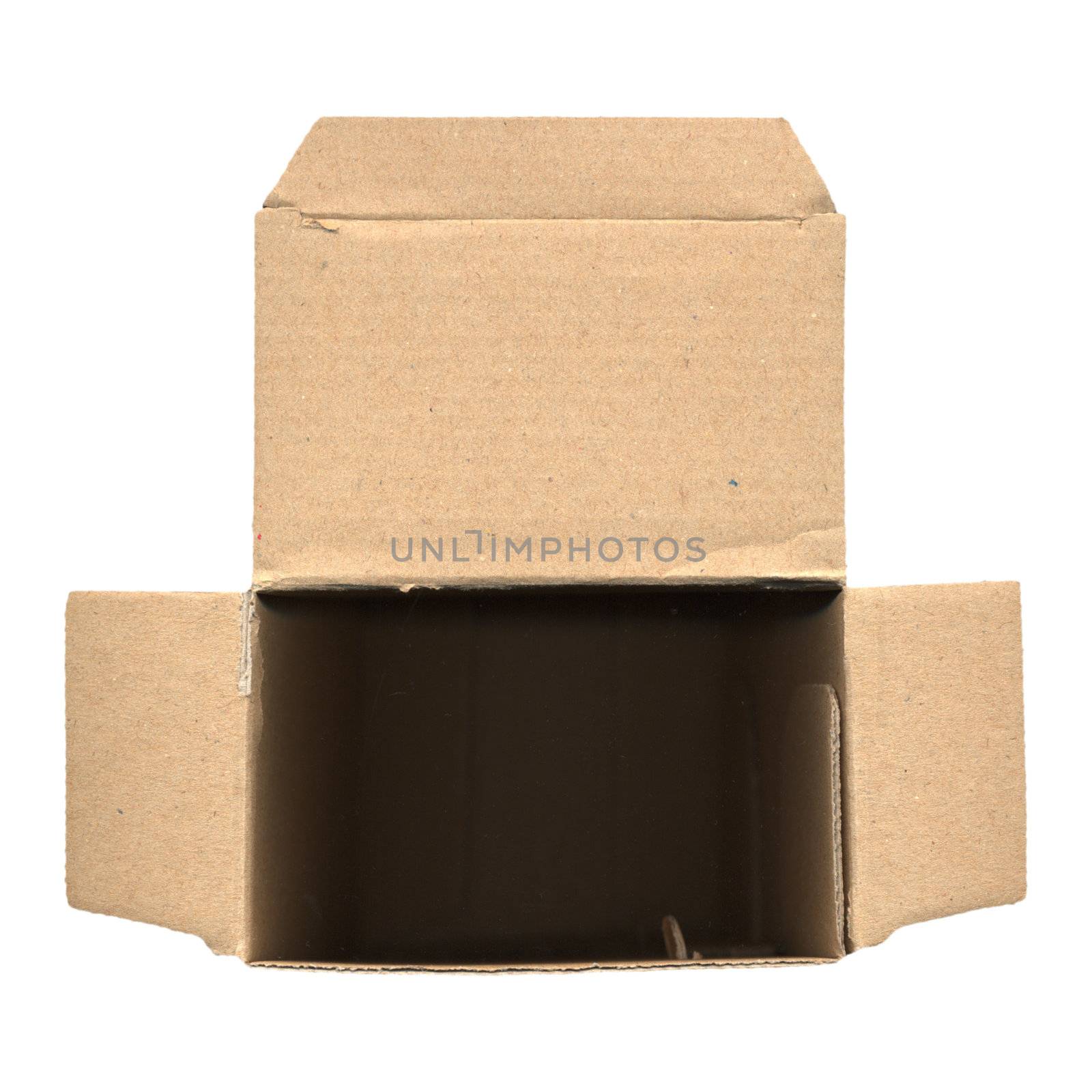 Brown corrugated cardboard box isolated on white